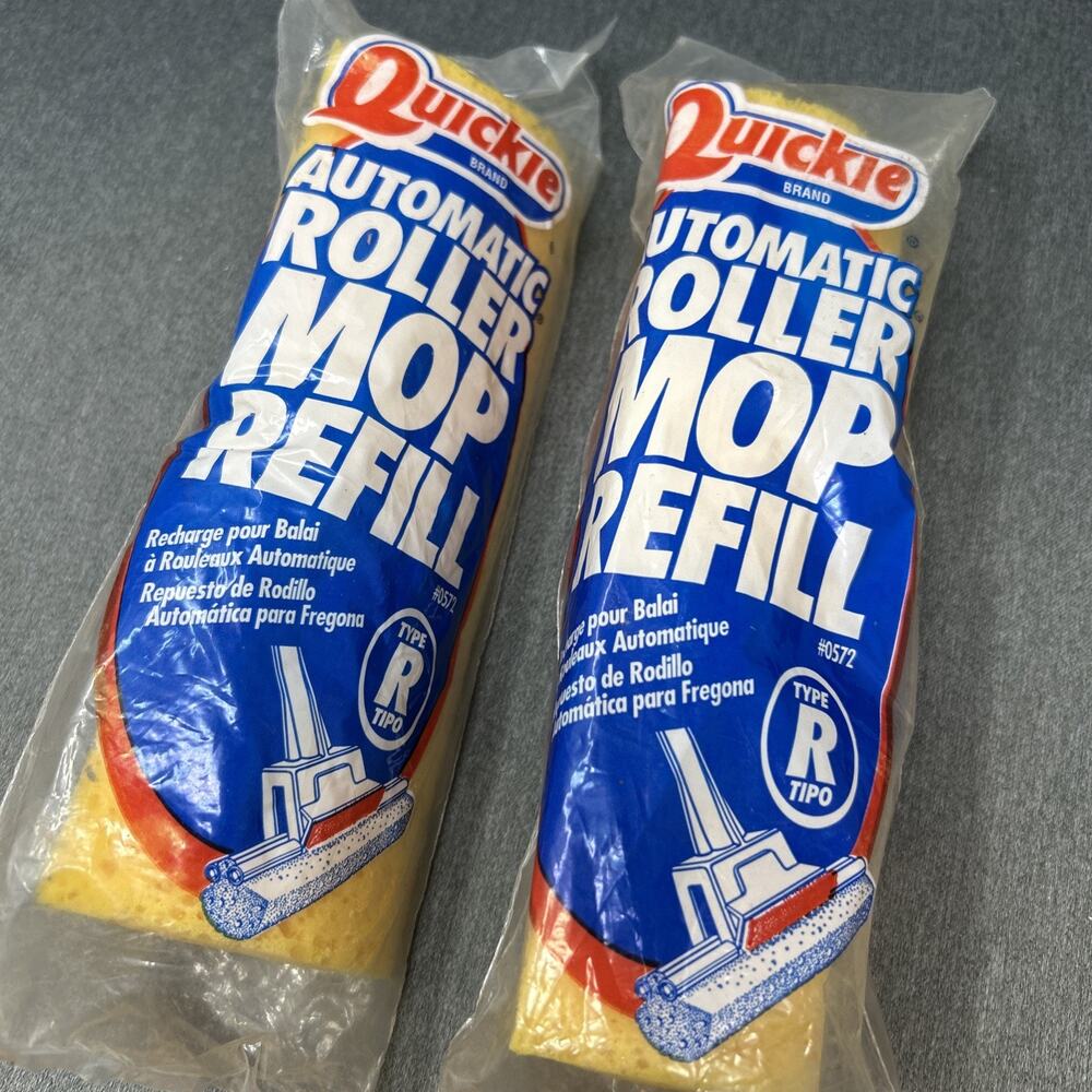 2-Pack Quickie Automatic Roller Mop Refill Type R #0572 Sealed NOS USA 2000